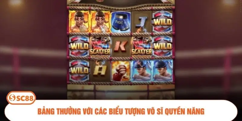 Bảng thưởng với các biểu tượng võ sĩ quyền năng