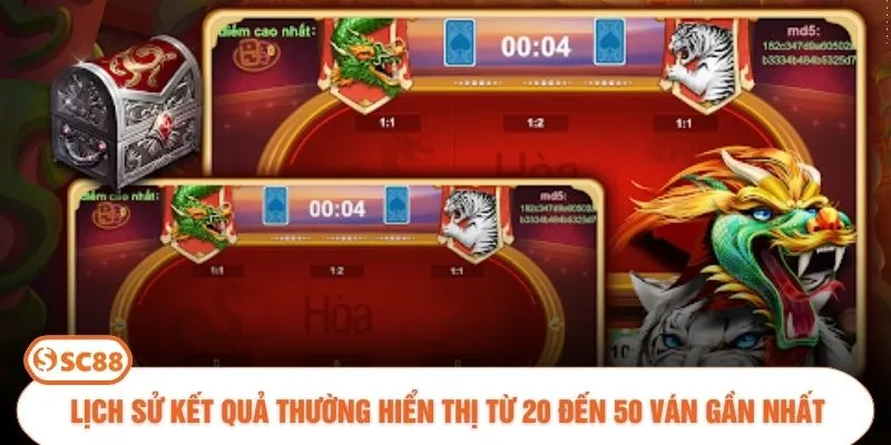 Lịch sử kết quả thường hiển thị từ 20 đến 50 ván gần nhất