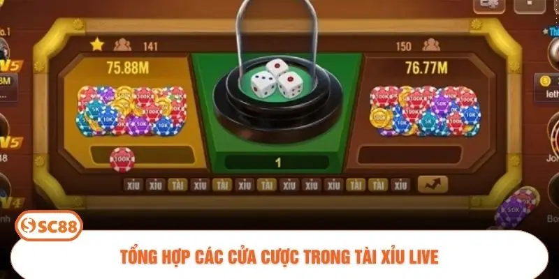 Tổng hợp các cửa cược trong Tài Xỉu Live